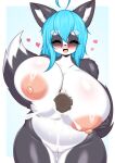 2025 absurd_res anthro anthro_focus big_breasts blush bodily_fluids breast_play breasts canid canine canis cum cum_on_breasts disembodied_penis domestic_dog eyes_closed female female_focus genital_fluids genitals hanul heart_symbol hi_res huge_breasts male mammal nipples nude penis pussy sex solo_focus tailzkim titfuck