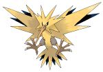  animal_focus bird closed_mouth full_body highres no_humans official_art pokemon pokemon_(creature) pokemon_focus pokemon_frlg solo sugimori_ken talons third-party_source transparent_background v-shaped_eyes zapdos 