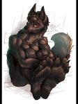 anthro breasts canid canine canis claws feet female foot_focus fur hi_res kredri looking_back mammal paws pseudo_hair soles solo toes wolf