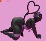 3d_(artwork) all_fours anthro asian_mythology black_body black_fur butt camseven cybernetic_hand cybernetics digital_media_(artwork) domestic_cat east_asian_mythology epic_games fangs felid feline felis forked_tail fortnite fur furgonomic_headwear furgonomic_hood furgonomics genitals heart_symbol hi_res hood_only japanese_mythology machine male mammal multicolored_body multicolored_fur mythology nekomata nipples nyanja_(fortnite) patreon patreon_logo penis pink_background pink_inner_ear pink_nipples purple_body purple_fur purple_hood simple_background solo tail teeth two_tone_body two_tone_fur unusual_anatomy unusual_tail whiskers yellow_eyes yokai