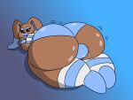 2025 anthro backsack balls big_bulge big_butt black_sclera blue_background blue_clothing blue_eyes blue_eyeshadow blue_footwear blue_inner_ear blue_legwear blue_lips blue_nose blue_panties blue_shirt blue_socks blue_thigh_highs blue_thigh_socks blue_topwear blue_underwear brown_body brown_ears bulge butt cel_shading clothing colored digital_media_(artwork) ethan_(reathe) eyelashes eyeshadow femboy footwear generation_4_pokemon genitals hi_res huge_bulge huge_butt huge_lips huge_thighs lagomorph legwear leporid lips looking_back lopunny lying makeup male mammal motion_lines nintendo on_front open_mouth open_smile panties pattern_clothing pattern_legwear pattern_shirt pattern_socks pattern_thigh_highs pattern_thigh_socks pattern_topwear pink_mouth pink_tongue pokemon pokemon_(species) rabbit rear_view s0urcec0de shaded shirt simple_background smile socks solo thick_thighs thigh_highs thigh_socks tongue topwear underwear white_clothing white_footwear white_legwear white_shirt white_socks white_thigh_highs white_thigh_socks white_topwear