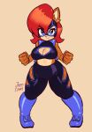  1girl artist_name bare_shoulders breasts chipmunk_ears chipmunk_girl clenched_hands commentary english_commentary eyelashes highres jamoart large_breasts looking_at_viewer no_humans red_hair sally_acorn solo sonic_(series) 
