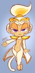  adora_(bloons) anthro bloons_tower_defense cape clothing female haplorhine hi_res mammal monkey navel primate purple_eyes round_ears solo standing_on_toes stern_look wayesh white_body wide_hips 
