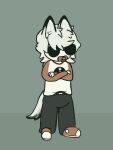 animal_humanoid canid canid_humanoid canine canine_humanoid clothing dave_strider diaper diaper_under_clothing eyewear fluff_pampz footwear hair homestuck humanoid male mammal mammal_humanoid ms_paint_adventures pacifier shoes sneakers solo sunglasses white_hair wolf_humanoid