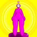  &lt;3 2020 big_hands blush breasts bright_colors cleft_of_venus digital_media_(artwork) eyelashes fall_guy fall_guys featureless_breasts female genitals happy hi_res humanoid looking_at_viewer navel nude pink_body pussy shaded solo standing vestalysis video_games 
