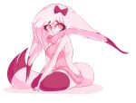 2018 accessory alpha_channel bow_ribbon breasts clothed clothing digital_media_(artwork) dipstick_tail eyelashes eyelashes_through_hair female freckled_face freckled_legs freckled_shoulders freckled_thighs freckles hair hair_accessory hair_bow hair_ribbon hi_res human humanoid legwear long_ears long_hair looking_up mammal markings meme meme_clothing monochrome nails ribbons simple_background slurpie_(slurpiedoo) slurpiedoo solo sweater tail tail_markings thigh_highs topwear translucent translucent_hair transparent_background virgin_killer_sweater