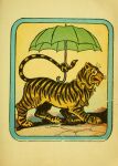 1908 20th_century absurd_res ambiguous_gender ancient_art felid feral fur hi_res john_r._neill little_black_sambo mammal pantherine public_domain quadruped solo striped_body striped_fur stripes tail tiger traditional_media_(artwork) umbrella whiskers