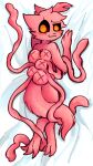 anthro blush body_pillow feet female fur hi_res hunter_(rain_world) hunter_long_legs_(rain_world) lying n33th1me on_front pillow pink_body pink_fur rain_world slugcat_(rain_world) soles solo solo_focus tentacles