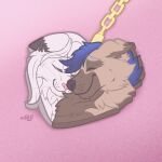&lt;3 absurd_res anthro canid canine canis collar domestic_cat duo felid feline felis female hi_res holidays love male mammal naoto norwegian_forest_cat romantic romantic_couple valentine&#039;s_day wolf