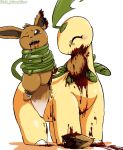 3_toes arms_tied bayleef bite black_nose blood blood_in_mouth blood_on_body blood_on_face blood_splatter bodily_fluids bound brown_body brown_eyes brown_fur duo eevee eyes_closed fangs feet female feral fur generation_1_pokemon generation_2_pokemon gore guts half-closed_eyes hard_vore healer_(straviios) hisashino imminent_death male missing_ear missing_leg narrowed_eyes nintendo open_mouth organs pale_body paws plant pokemon pokemon_(species) simple_background tan_body tan_fur tears tears_of_pain teeth toes tongue vines vore white_background