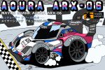  acura_arx-06 car chibi daytona_international_speedway highres imsa_sportscar_championship le_mans_prototype motor_vehicle motul_(company) no_humans race_vehicle racecar racetrack signature smoke spoiler_(automobile) tegran translation_request vehicle_focus vehicle_name 