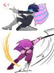  2019 anthro clothed clothing deltarune digital_media_(artwork) dokussa_(artist) female hair human kris_(deltarune) male mammal reptile scalie simple_background susie_(deltarune) video_games 