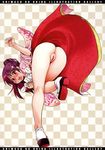  anus ass blush copyright_request highres japanese_clothes kimono long_hair purple_hair pussy red_eyes shiwasu_no_okina solo tabi uncensored 