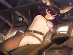  bdsm belt blush bondage bound brown_hair censored chaps closed_eyes collar flat_chest game_cg leash mosaic_censoring nipples non-web_source nude orion_(orionproject) pussy pussy_juice rance_(series) sengoku_rance short_hair solo tsuchida_mokko wooden_horse 