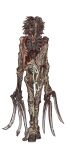  1other absurdres alien black_hair entrails flayed_skin highres humanoid_robot long_claws metal_skin mossacannibalis necron organs red_eyes robot science_fiction solo standing warhammer_40k 