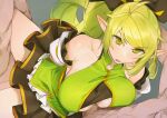  1girl 2boys anemos_(elsword) bare_shoulders berg-yb blush breast_squeeze breasts cleavage clothed_female_nude_male clothed_sex detached_sleeves elf elsword green_eyes green_hair group_sex hetero large_breasts long_hair mmf_threesome multiple_boys nude open_mouth paizuri paizuri_under_clothes penis pointy_ears ponytail rena_erindel sex threesome vaginal very_long_hair 