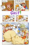 2025 after_vore anthro belly big_belly breasts christopher_thorndyke clothing cream_the_rabbit female female_pred gloves group handwear hi_res huge_belly human killboo lagomorph leporid male mammal overweight panties rabbit sega sitting sonic_the_hedgehog_(series) sonic_x speech_bubble text underwear vanilla_the_rabbit vore