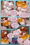 2021 2:3 3_tails absurd_res anthro areola bent_over big_breasts biped black_body black_ear_tips black_fur black_nose blue_eyes blue_pupils blush bodily_fluids breast_expansion breasts canid canine clenched_teeth clothing colored comic countershade_face countershade_fur countershade_neck countershade_torso countershading dialogue dipstick_ears dipstick_tail domestic_cat duo ear_markings english_text expansion felid feline felis female food fox fur hair hand_on_own_belly hat headgear headwear hi_res honey_(food) honey_creature huge_breasts hyper hyper_pregnancy inner_ear_fluff lactating lactating_honey looking_down_at_self mammal markings marri_(visorelle) motion_lines multi_tail multicolored_ears navel nipples nude open_mouth orange_body orange_eyes orange_fur page_number pink_hair pregnant pupils rapid_pregnancy slit_pupils solo_focus speech_bubble standing story story_in_description tail tail_markings teeth text tuft unusual_bodily_fluids unusual_lactation visorelle white_body white_countershading white_inner_ear_fluff witch_hat