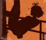  1boy 1girl breasts breath cecilia_immergreen fuzzlogik hair_over_eyes heart hetero highres hololive hololive_english implied_nudity motion_lines orange_background sex short_hair silhouette simple_background small_breasts tongue trembling vaginal virtual_youtuber 