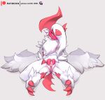 bedroom_eyes bodily_fluids claws ds_h0rn female feral finger_claws fluffy fluffy_chest fluffy_wings fur generation_6_pokemon genital_fluids genitals gesture hi_res looking_at_viewer mega_absol mega_evolution narrowed_eyes neck_tuft nintendo pink_vulva pokemon pokemon_(species) presenting_vulva sacre_(ds_h0rn) seductive shiny_pokemon solo spread_legs spread_vulva spreading suggestive suggestive_gesture suggestive_pose toe_claws tongue tongue_out tuft vaginal_fluids vulva white_body white_fur