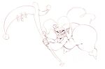 big_butt butt clothing darkner deltarune fool&#039;s_hat genitals hat headgear headwear huge_butt humanoid humanoid_pointy_ears imp jester jevil_(deltarune) male melee_weapon not_furry penis pointy_ears polearm scythe sharp_teeth simple_background smile solo teeth thick_thighs trashdrawy undertale_(series) weapon wide_hips