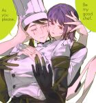  1girl 2girls black_hair blood blood_drip blood_from_eyes chainsaw_man chef_hat collared_shirt dress earrings falling_devil_(chainsaw_man) fami_(chainsaw_man) flat_top_chef_hat fourth_east_high_school_uniform gloves hat highres holding_detached_head jewelry long_arms long_hair long_sleeves mole mole_under_eye multiple_girls multiple_moles pinafore_dress ringed_eyes school_uniform severed_head shirt short_hair sleeveless sleeveless_dress yijiao_wuran yuri 