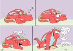 2022 anthro bovid brown_body caprine dated daztoons dragon drowsy duo four_frame_image hi_res horn jago_(daztoons) male male/male mammal mane membrane_(anatomy) membranous_wings mythological_creature mythological_scalie mythology on_ground red_body scalie sheep shervin_(daztoons) signature sleeping sleeping_on_another sound_effects speech_bubble vowelless vowelless_sound_effect waking_up wings zzz