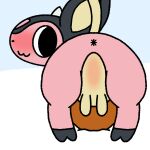 1:1 acorn ambiguous_gender anonymous_artist anus balls big_balls blush bodily_fluids bovid bovine butt cattle fan_character featureless_crotch feral food from_behind_position fruit genitals hi_res ice looking_at_viewer male mammal milky_(miltank) miltank nintendo nut_(fruit) plant pok&eacute;mon pok&eacute;mon_(species) rear_view sex simple_background simple_coloring smug solo teats udders video_games winter 