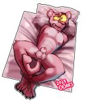 4_toes abs animal_genitalia animal_penis anthro anus ball_tuft balls bed bed_sheet bedding bedroom bedroom_sex big_balls big_balls_small_penis bite biting_lip biting_own_lip bodily_fluids body_hair brown_sclera butt canid chest_fur chest_hair chest_tuft claws clothing collar disproportionate_genitalia feet felid feline feline_genitalia feline_penis felis fingers fluffy fluffy_chest fur furniture fuzzy_balls genital_fluids genitals glans handwear happy_trail hi_res imminent_sex inviting looking_back male mammal narrowed_eyes navel nude onomatopoeia ooaks open_crotch outline pantherine paws penis pink_body pink_fur pink_panther pink_penis raised_tail roleplay rough_sex seductive self_bite sex shirt small_penis smile smirk solo sound_effects spread_legs spreading submissive submissive_male surprise surprised_expression tail tan_body tan_fur tank_top text toes topwear tuft twunk whiskers yellow_eyes yellow_sclera