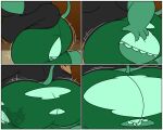 5:4 animal_crossing anthro belly border bottomwear breasts butt butt_expansion close-up clothing comic elephant elephantid expansion female green_body hand_on_leg hand_on_thigh hi_res jouigidragon kneeling mammal motion_lines nintendo obese obese_anthro obese_female opal_(animal_crossing) overweight overweight_anthro overweight_female panties pants proboscidean sequence shirt solo t-shirt tail tearing_clothing topwear torn_clothing underwear watermark white_border