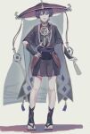  1boy arms_at_sides aromuromu66 black_bodysuit black_hair black_leggings black_sandals black_shorts black_sleeves blunt_ends bodysuit eyeliner eyeshadow fingernails full_body furisode genshin_impact gold gold_trim grey_veil hand_on_own_hip hat highres japanese_clothes jewelry jingasa kimono layered_sleeves leggings looking_at_viewer makeup male_focus mandarin_collar mitsudomoe_(shape) neck_ring o-ring open_mouth partially_shaded_face purple_eyes purple_rope purple_sash purple_sleeves red_eyeliner red_eyeshadow red_hat red_sash rope sandals sash scaramouche_(genshin_impact) see-through_clothes see-through_veil shimenawa shorts smile solo standing tassel teeth toenails toes tomoe_(symbol) upper_teeth_only veil white_background white_rope zouri 