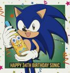 2025 5_fingers anniversary anthro artist_name belly birthday birthday_party black_nose blue_ears blue_legs blue_quills bottle clothing colored container darlan_space digital_drawing_(artwork) digital_media_(artwork) fingers gloves green_background green_eyes handwear happy holding_bottle holding_container holding_object looking_at_viewer male monotone_arms monotone_belly monotone_clothing monotone_gloves monotone_handwear monotone_legs monotone_quills open_mouth open_smile party party_drink quills_(anatomy) sega shaded signature simple_background smile smiley_face smiling_at_viewer solo sonic_the_hedgehog sonic_the_hedgehog_(series) star tan_arms tan_belly text tongue white_clothing white_gloves white_handwear yellow_text