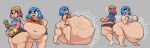 2025 after_vore belly big_belly blue_hair breasts butt cephalopod clothing digestion female grey_background group hair hi_res huge_belly inkling maniacalfork marine mollusk nintendo nipples overweight shirt simple_background splatoon thick_thighs topwear vore