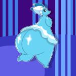 absurd_res big_butt butt clothing darkner deltarune dress elemental_creature eyelashes female fool&#039;s_hat hat headgear headwear hi_res huge_butt humanoid looking_back mizzle_(deltarune) open_mouth solo t_m_f_w tagme undertale_(series) water water_creature