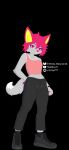 anthro asexual_pride_colors bottomwear bracelet canid canine clothing crop_top dipstick_tail female footwear fox fur grey_body grey_bottomwear grey_clothing grey_footwear grey_fur grey_pants grey_shoes grey_sneakers grey_socks grey_tail gure_(thekitsuyt) hair hi_res jewelry lgbt_pride mammal markings pants pawpads pink_clothing pink_crop_top pink_hair pink_pawpads pink_shirt pink_topwear pride_color_accessory pride_color_bracelet pride_color_jewelry pride_colors shirt shoes sleeveless_crop_top sleeveless_shirt sneakers socks solo standing tail tail_markings thekitsuyt topwear white_tail_tip yellow_ear_fluff