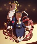 absurd_res b0liy0 blonde_hair church double_(skullgirls) duo female female/female hair hi_res humanoid monster_girl_(genre) not_furry nun simple_background skullgirls tentacles white_body white_skin