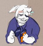 2024 4_fingers anthro arms_bent black_eyes blue_clothing blue_eyelids blue_shirt blue_topwear bodily_fluids braces brown_background buckteeth cleaning cleaning_rag clothing colored colored_sketch digital_drawing_(artwork) digital_media_(artwork) ears_down english_description eyewear fingers freckled_face freckles fur hair half-length_portrait holding_cloth holding_eyewear holding_object holding_sunglasses lagomorph light lighting long_ears male mammal mario_plus_rabbids_sparks_of_hope nervous nervous_smile nervous_sweat nintendo noseless pivoted_ears portrait rabbid randomrabbidramblings raving_rabbids rayman_(series) rolled_up_sleeves shirt short_hair simple_background sketch solo sunglasses sweat t.s._woodrow tan_inner_ear teeth topwear ubisoft white_body white_fur white_hair