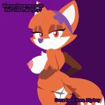  1:1 aged_up anonymous_artist anthro big_breasts big_butt breasts butt butt_pose canid canine chest_tuft dialogue dipstick_tail english_text female fox gloves_(marking) hands_on_hips lineless looking_at_viewer looking_back looking_back_at_viewer mammal markings murphy_and_mitzi nipples nude offscreen_character pinup pose purple_background rear_view simple_background sitting solo tail tail_markings talking_to_viewer text tuft vivian_(ajmarekart) wide_hips 