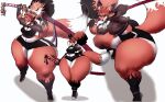 ahoge anthro biped black_body black_eyes black_fur bottom_heavy bottomwear breasts canid canine cleavage clothed clothing crop_top dipstick_ears dipstick_tail ear_markings eyebrow_piercing eyes_closed eyeshadow facial_piercing female footwear fox fur gloves_(marking) hair hi_res high_heels hoodie hotpants huge_hips huge_thighs hyper hyper_hips hyper_thighs itzjaylock japanese_sword katana leg_markings makeup mammal markings medium_breasts melee_weapon midriff multicolored_ears navel odachi orange_body orange_fur orange_hair piercing ponytail shirt shoes shorts small_waist socks_(marking) solo sword tail tail_markings thick_thighs topwear weapon white_body white_fur wide_hips