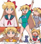  aino_minako bangs bishoujo_senshi_sailor_moon blonde_hair blue_eyes bow buruma closed_mouth elbow_gloves full_body gloves inner_senshi long_hair luna_(sailor_moon) magical_girl open_mouth red_bow sailor_collar sailor_senshi_uniform sailor_venus school_uniform smile standing tsubobot tsukino_usagi v volleyball white_gloves 