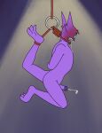 3_toes aaron_amethyst absurd_res anthro asphyxiation bodily_fluids choking drooling ejaculation fangs feet frenum_ladder frenum_piercing gem_eyes generation_3_pokemon genital_piercing genitals hands-free hands_behind_back hanged hi_res jett_(aaron_amethyst) ladder_piercing male nintendo noose nude open_mouth penis penis_piercing piercing pokemon pokemon_(species) prince_albert_piercing rope sableye saliva snuff solo teeth toes