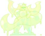  2022 big_breasts big_tail breasts circlia_(artist) digital_media_(artwork) fairy female goo_creature goo_humanoid green_body hair hands_on_hips hi_res huge_breasts humanoid insect_wings long_hair nude overweight overweight_female overweight_humanoid smile solo standing thick_thighs wings 