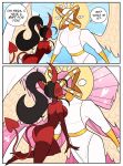  &lt;3 angel blush clothing comic demon dialogue female female_(lore) heart_tail hi_res horn idolomantises kissing lili_(idolomantises) multi_eye muscular red_body red_skin sera_(idolomantises) sky succubus white_body white_skin wings 