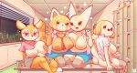  2022 aggressive_retsuko ailurid alcohol anthro areola beverage big_areola big_breasts big_nipples blush bottomwear breasts bubble butt canid canine canis cervid clothed clothing container cup domestic_dog drunk drunk_bubble female fennec fenneko fire fox glass glass_container glass_cup group hi_res inside inui_(aggressive_retsuko) kneeling legwear looking_at_viewer mammal necktie nipples open_clothing open_mouth open_smile open_topwear red_panda retsuko sanrio shirt_up skirt smile smiling_at_viewer substance_intoxication thigh_highs tophatmahoney topwear tsunoda 