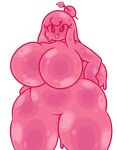 2022 big_breasts breasts circlia_(artist) circlia_(character) digital_media_(artwork) eyelashes featureless_breasts female goo_creature goo_humanoid hands_on_hips huge_breasts humanoid hyper hyper_breasts looking_at_viewer nude overweight overweight_female overweight_humanoid pink_body smile smiling_at_viewer solo standing thick_thighs tongue tongue_out 