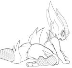  2020 anthro anus black_and_white bodily_fluids butt cinderace female genitals lagomorph looking_back lying mammal monochrome nintendo nude on_front pok&eacute;mon pok&eacute;mon_(species) pussy rear_view shocked sketch solo sweat video_games w4g4 