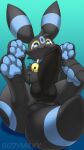  9:16 bell bell_collar collar dizzymilky draco_(draco) eeveelution feral hi_res knot male nintendo pawpads paws pok&eacute;mon pok&eacute;mon_(species) solo solo_focus umbreon video_games 