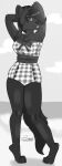  1930s 2022 absurd_res accessory anthro beach black_and_white bow_ribbon canid canine canis checkered_clothing clothing digital_drawing_(artwork) digital_media_(artwork) female full-length_portrait hair hair_accessory hair_bow hair_bun hair_ribbon hi_res mammal monochrome one-piece_swimsuit pattern_clothing paws pinup pinupgirl portrait pose raised_arms ribbons sea seaside shaded smile solo swimwear water were werecanid werecanine werewolf wolf zer0rebel4 