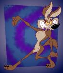 2025 3_toes 4_fingers abstract_background alternate_version_at_paywall anthro arched_back arm_tuft athletic back_tuft belly bent_leg biped black_eyes black_nose black_toe_claws brown_body brown_fur calf_tuft canid canine canis casual_nudity chest_tuft clenched_teeth colored coyote curvy_figure digital_drawing_(artwork) digital_media_(artwork) elbow_tuft eyebrows fangs feet fingers flat_colors fluffy fluffy_chest fur gavanzude grin grinning_at_viewer half-closed_eyes head_tuft hi_res humanoid_hands humanoid_heel knee_tuft leg_tuft lines_drawn looking_at_viewer looney_tunes male mammal multicolored_body multicolored_fur narrowed_eyes nude open_mouth open_smile paws pecs pinup plantigrade pose raised_heel raised_tail ribs sharp_teeth shoulder_tuft signature skinny small_waist smile smiling_at_viewer smug smug_expression smug_eyes smug_face smug_grin solo standing standing_on_toes tail tan_belly tan_body tan_eyebrows tan_fur teeth tiptoes toes toothy_grin tuft two_tone_body two_tone_fur warner_brothers wasp_waist wide_hips wile_e._coyote yellow_sclera