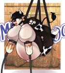 animal_print anthro bdsm big_muscles big_pecs bodily_fluids bondage bound bovid bovine breast_milking cattle container cow_print cyanidens dairy_products ear_piercing ear_tag facial_piercing farm food hi_res lactating machine male male_lactation mammal milk_container milking_machine muscular muscular_anthro muscular_male pecs piercing pregnant pregnant_male ranch solo suspension suspension_bondage
